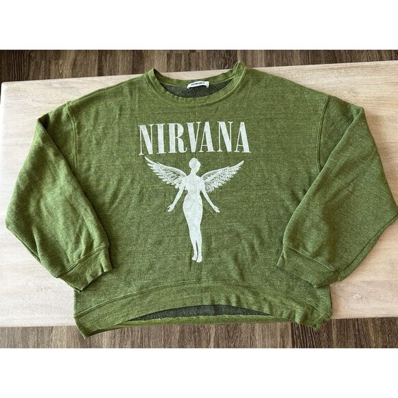 DAYDREAMER Nirvana in Utero Tour Oversized Sweatshirt Green Size Large - Picture 3 of 9